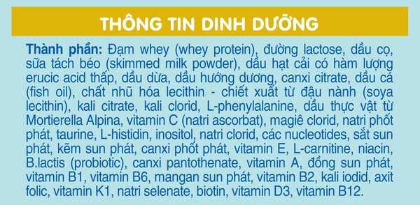 Thông tin các chất trong sữa